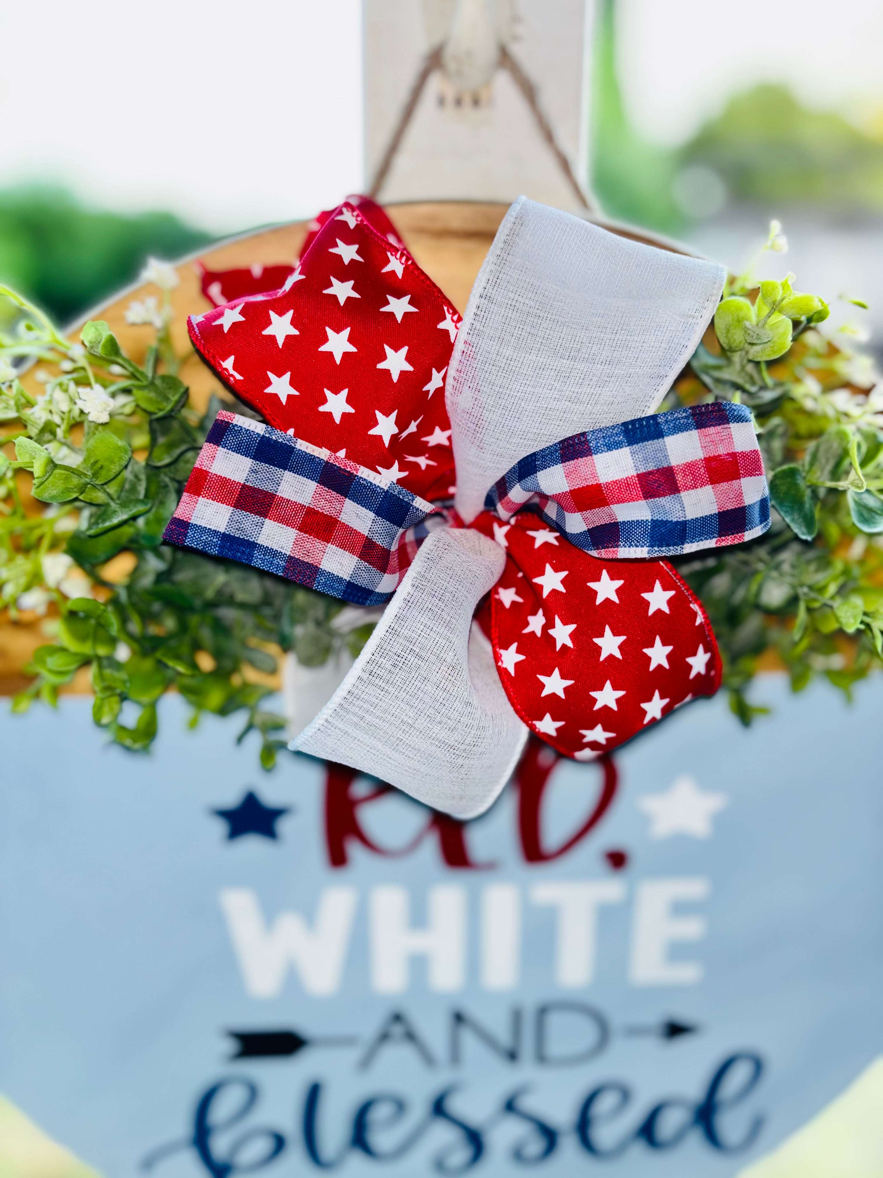 Red, White and Blessed door hanger