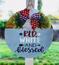 Red, White and Blessed door hanger