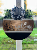 Welcome- dog wooden door hanger