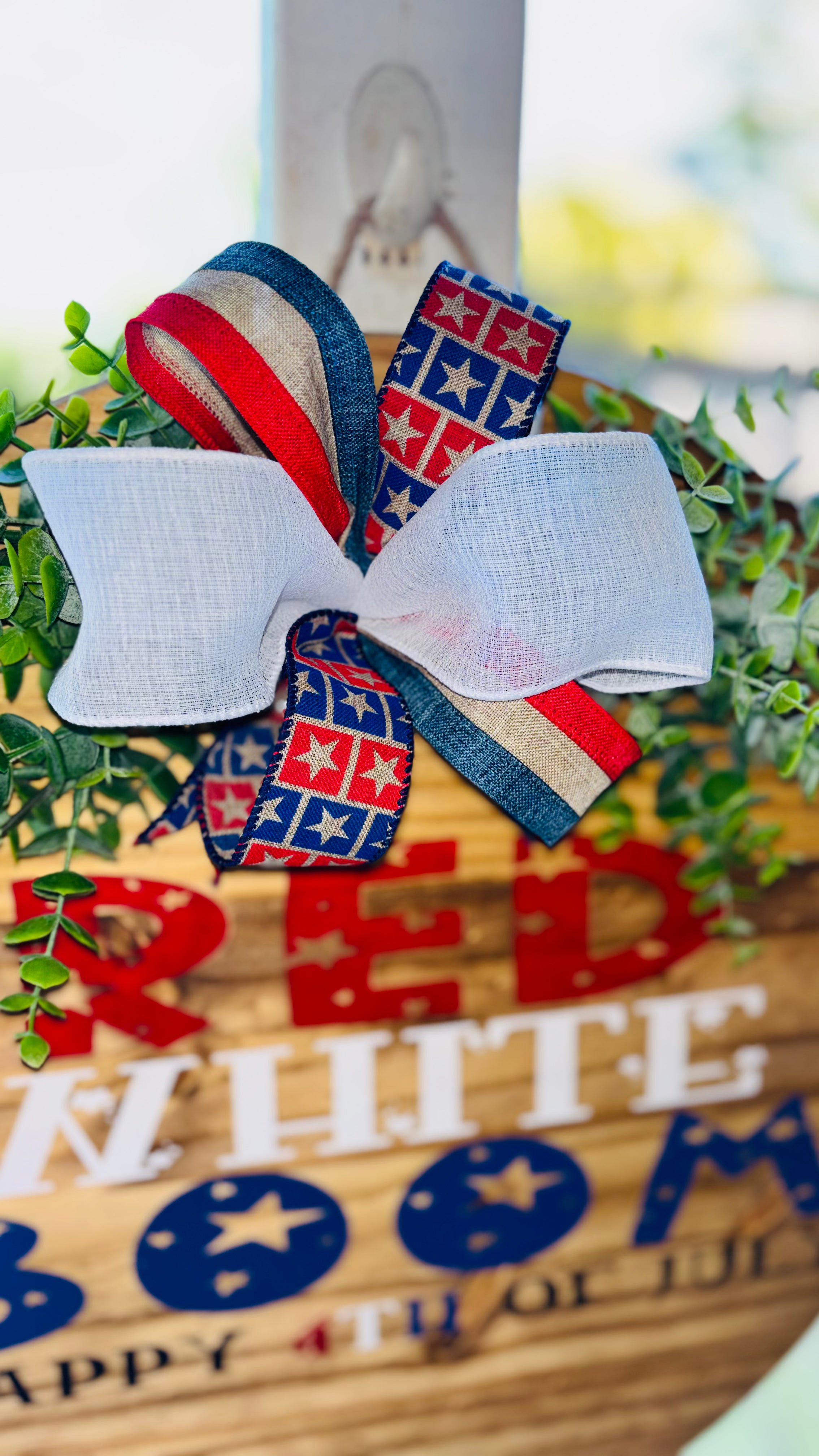 Red white and boom door hanger