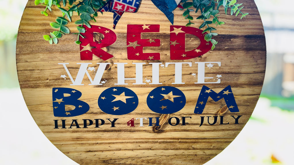 Red white and boom door hanger
