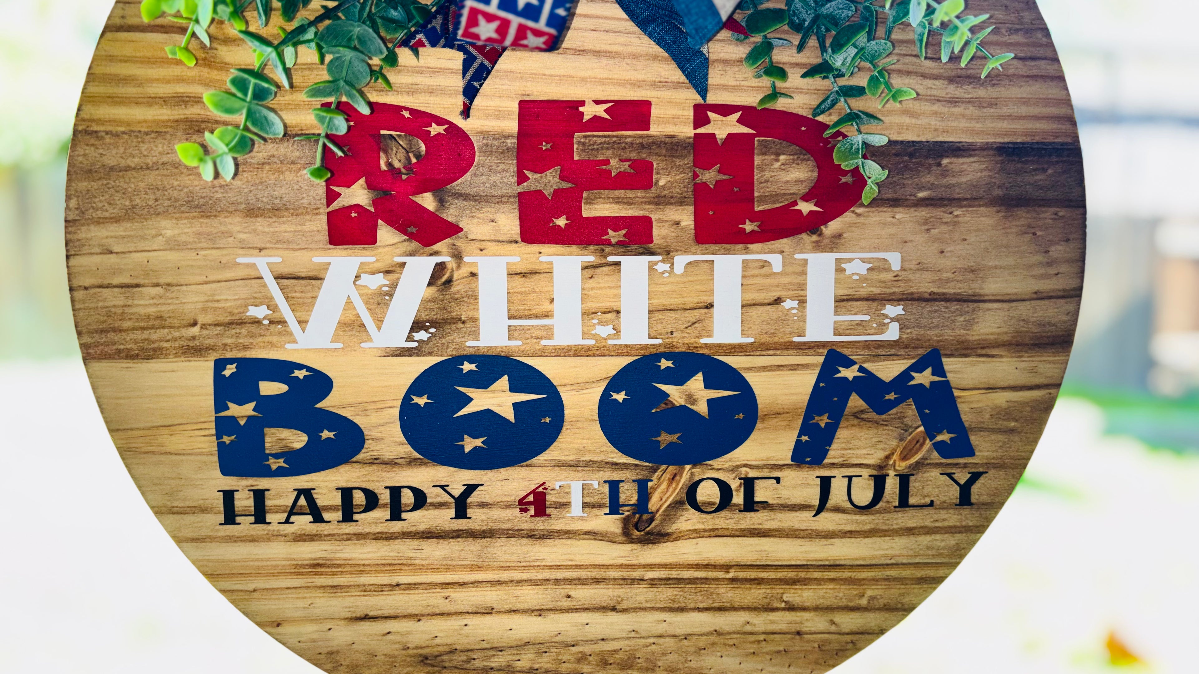 Red white and boom door hanger