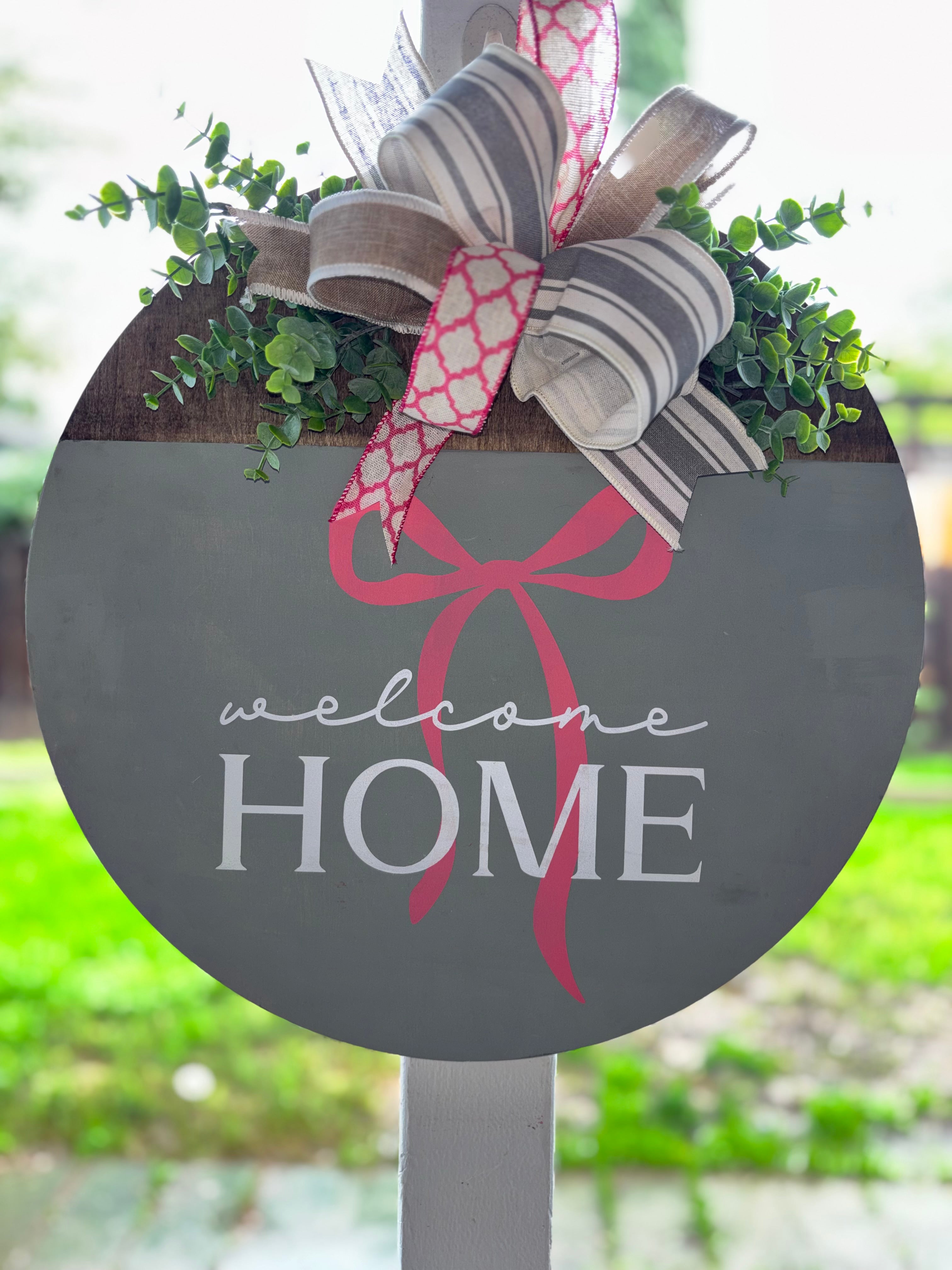 Welcome Home Door Hanger with Bow
