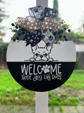 Welcome Door Hanger with dog