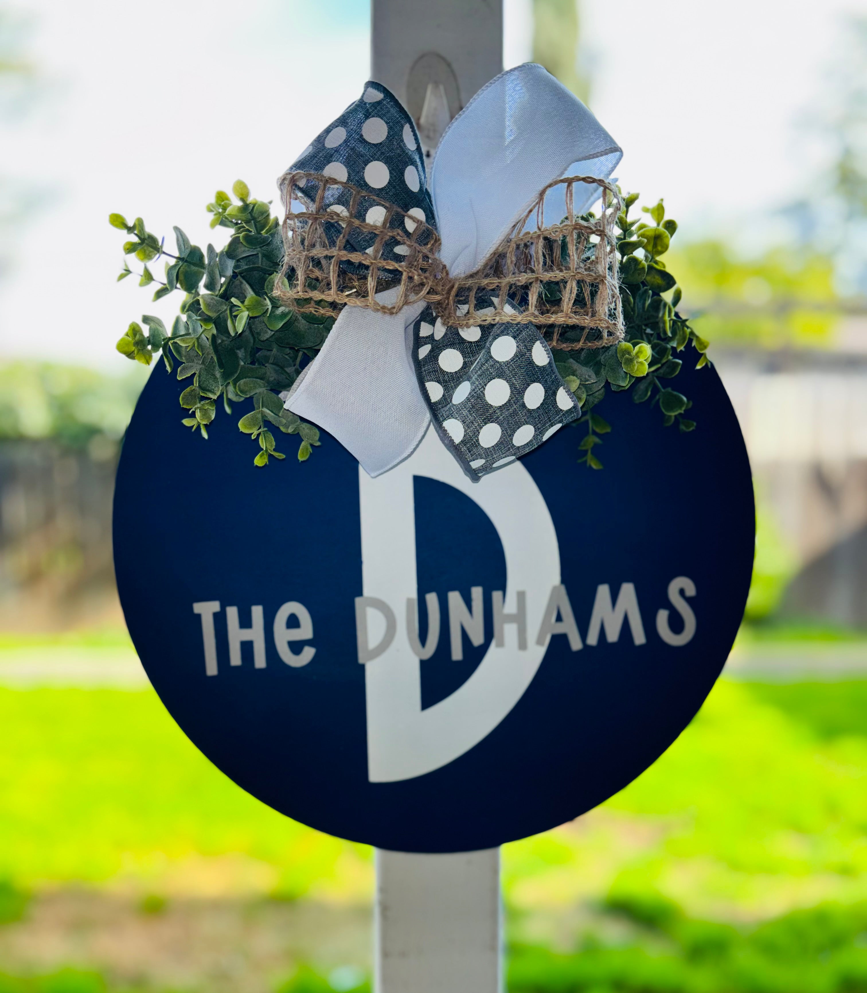 Custom last name wooden door hanger