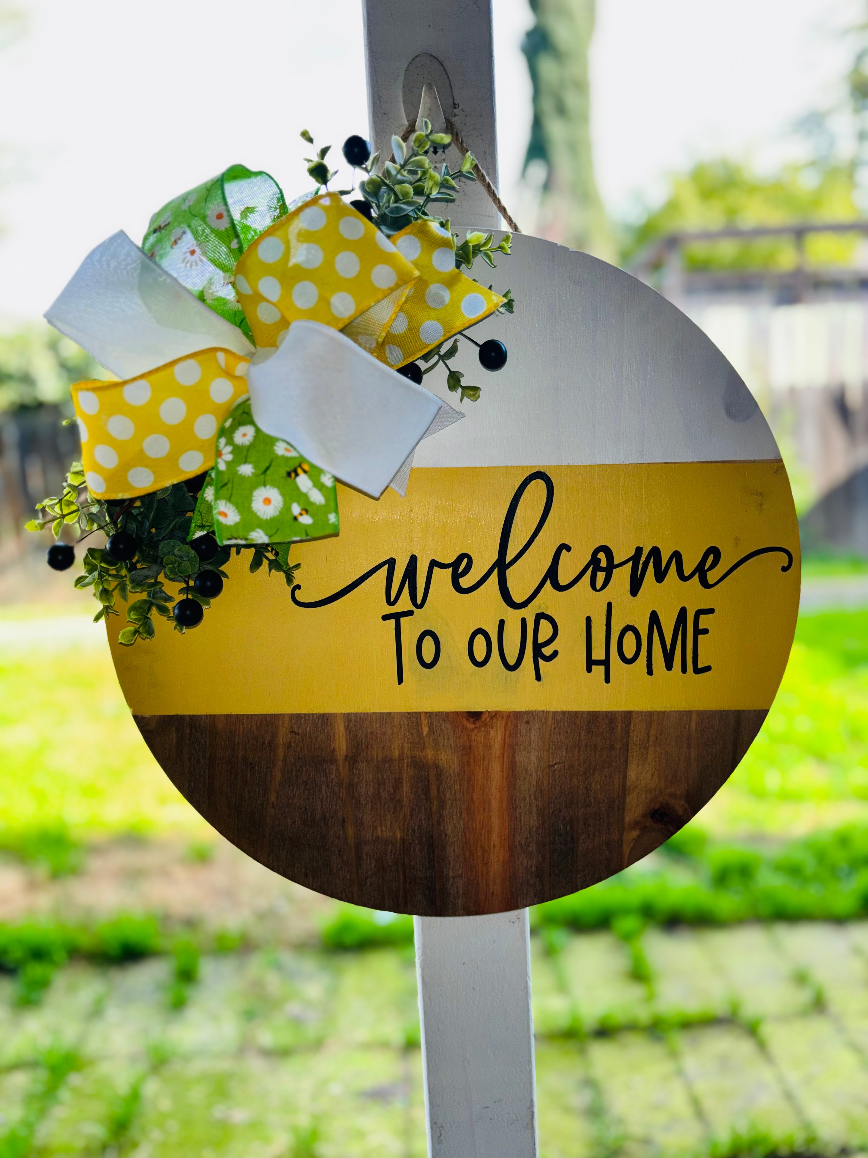 Welcome to our Home Door Hanger with Spring colors