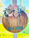 Hello Spring wooden door hanger