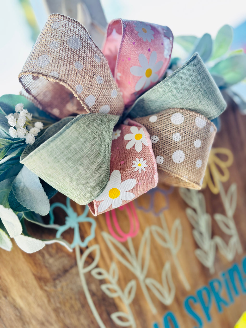 Hello Spring wooden door hanger